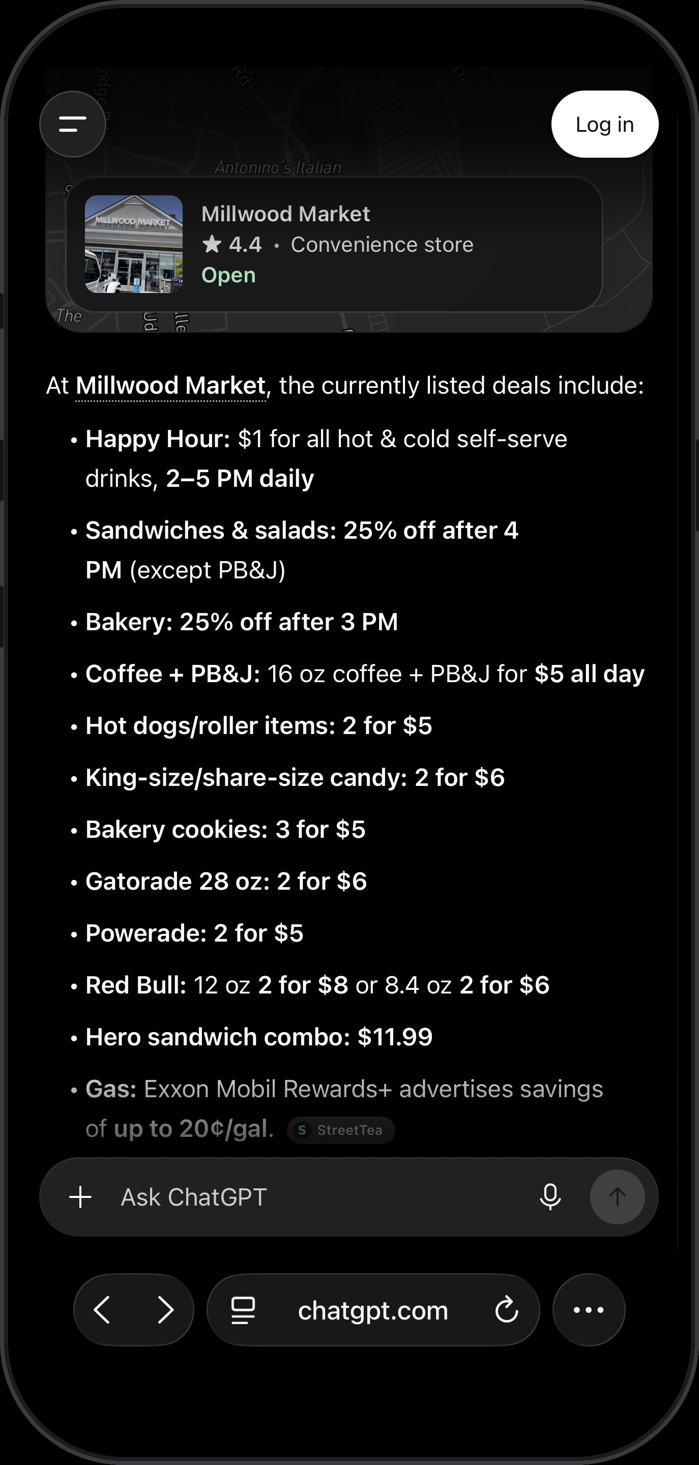 ChatGPT deals list, full size