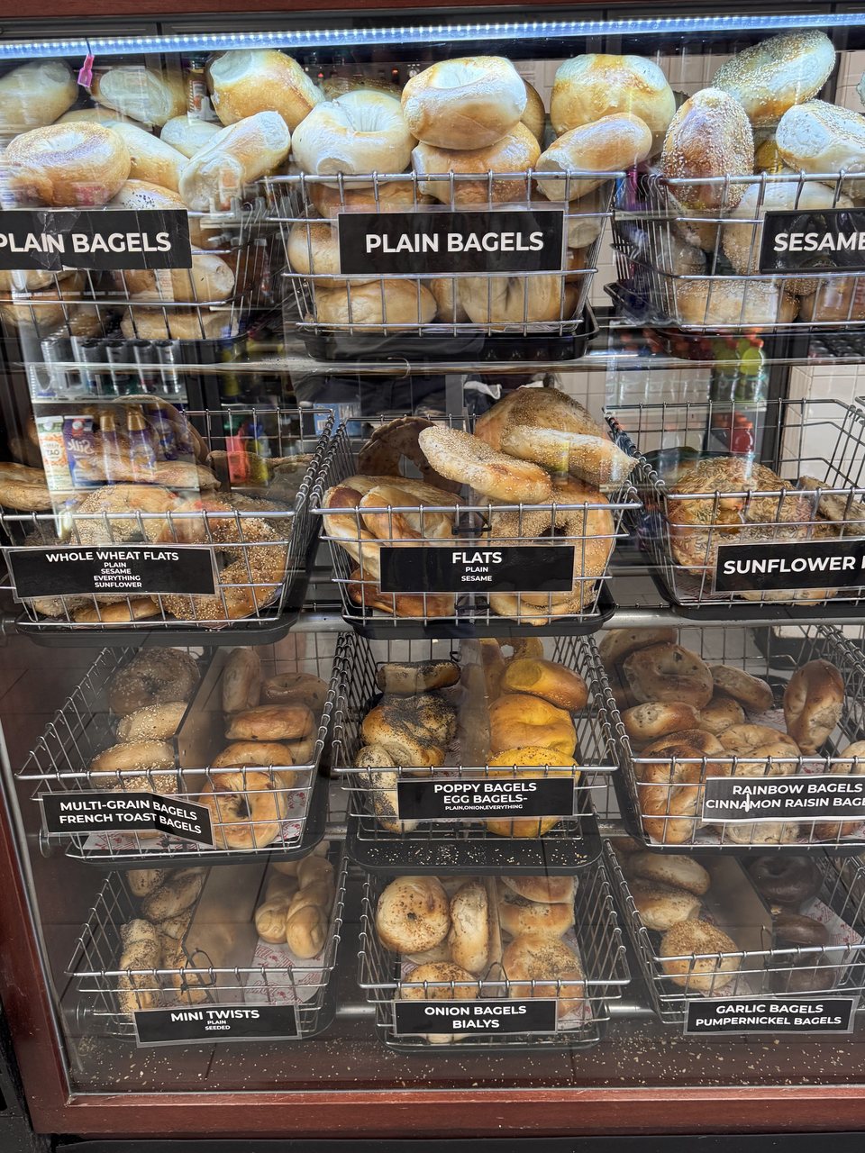 Bagel case — plain, sesame, flats, minis, twists, rainbow, cinnamon raisin
