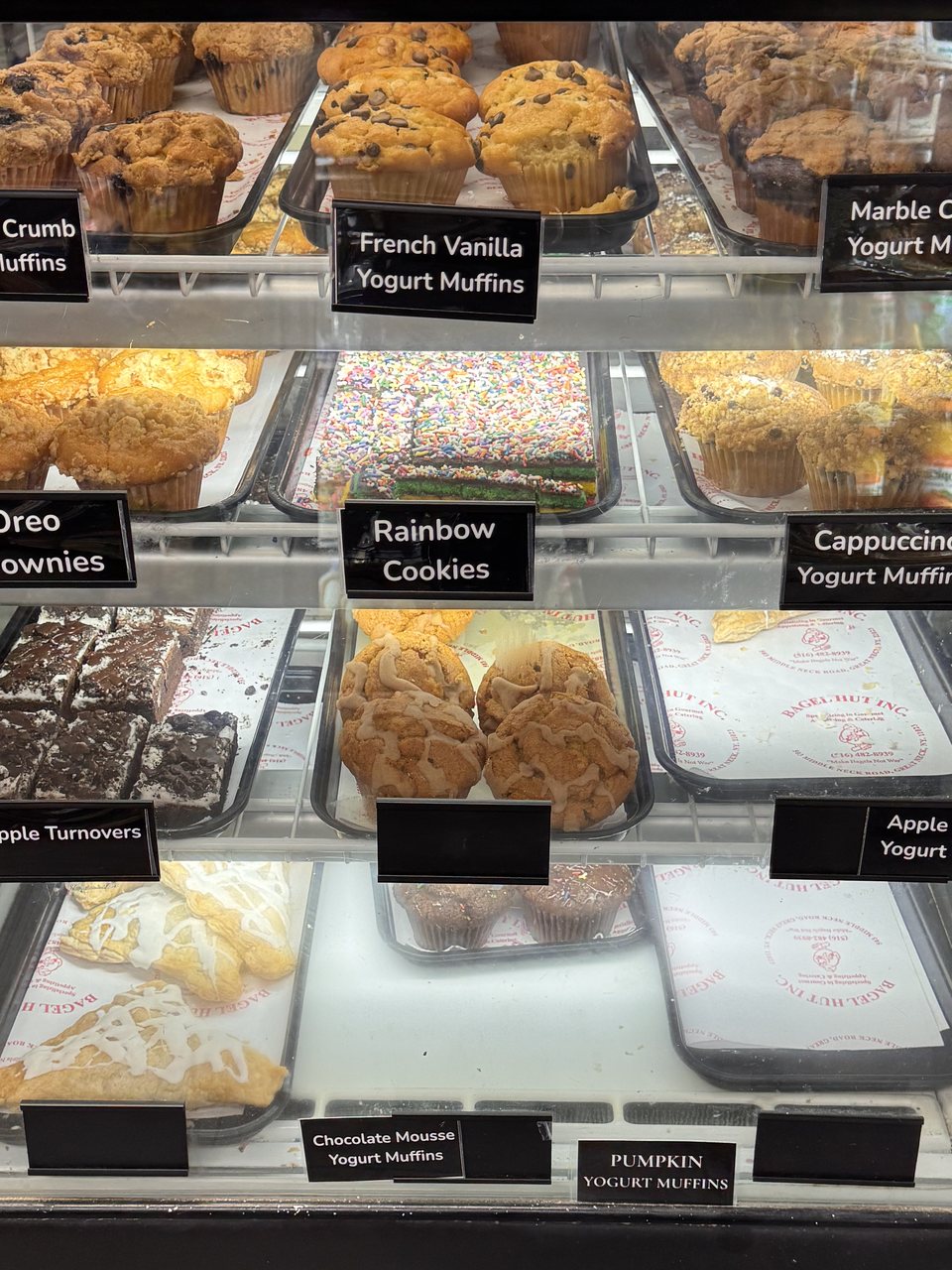 Yogurt muffins, Oreo brownies, rainbow cookies and apple turnovers