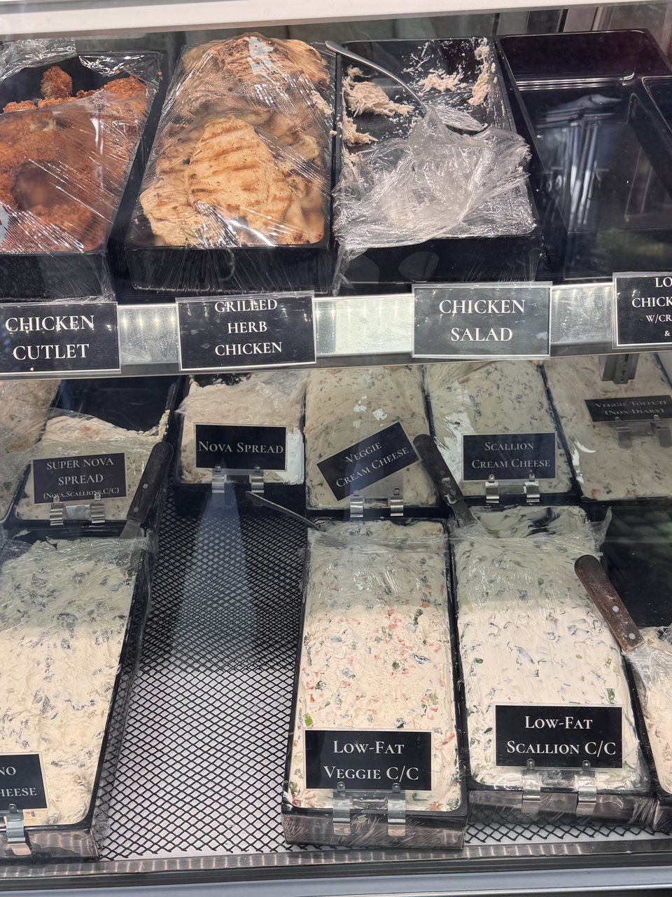 Cream cheese spreads, chicken cutlet and grilled herb chicken