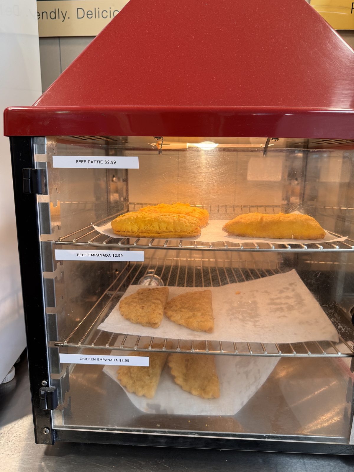Beef patties and beef and chicken empanadas